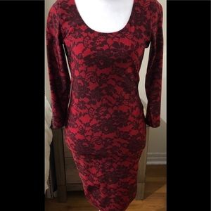 American Apparel - Printed Nylon Tricot Double U Neck, 3/4 sleeve dress. New